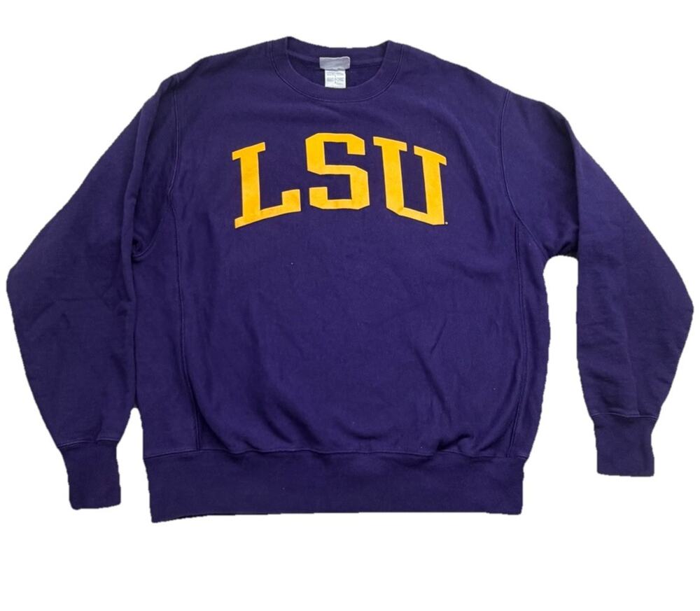 LSU Tigers Vintage 90s Sweatshirt Large Purple Fleece College Sports - Picture 1 of 8